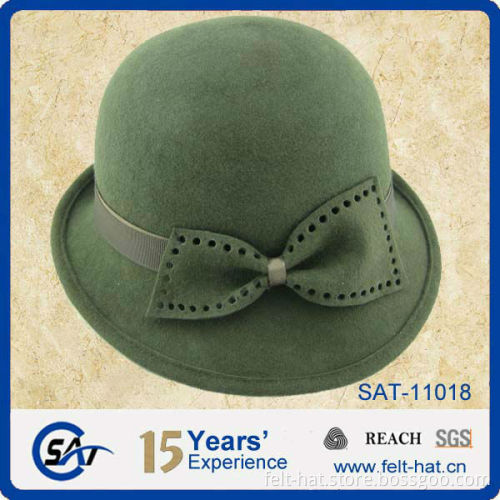 green new women woolen felt bucket hat